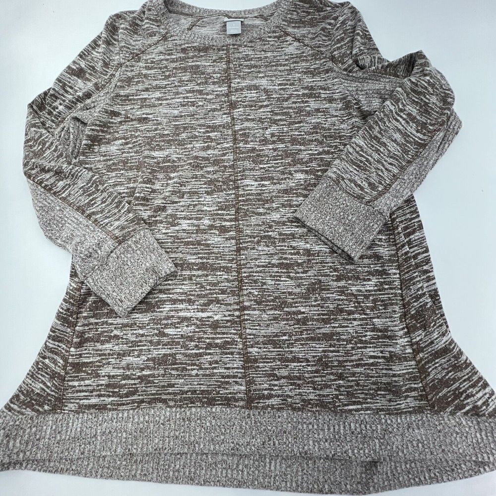 Chicos Brown Marled Lightweight Pullover Sweater Size 1/Small (8-10)